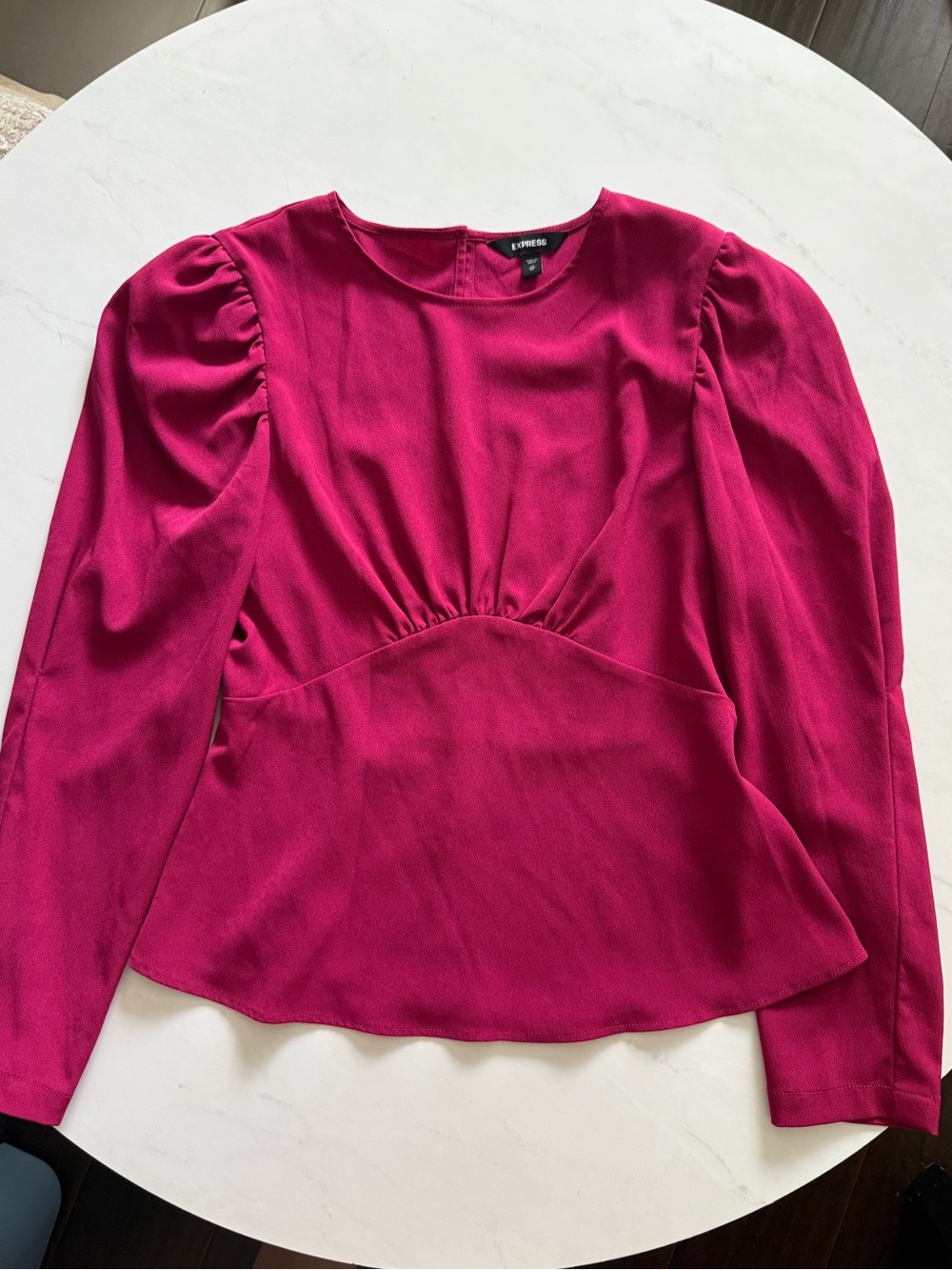 Express Puff Sleeve Raspberry Peplum Blouse - Picture 1 of 3